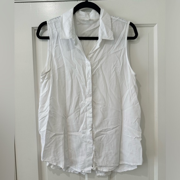 Beach Lunch Lounge white collared sleeveless blouse top - Picture 7 of 10